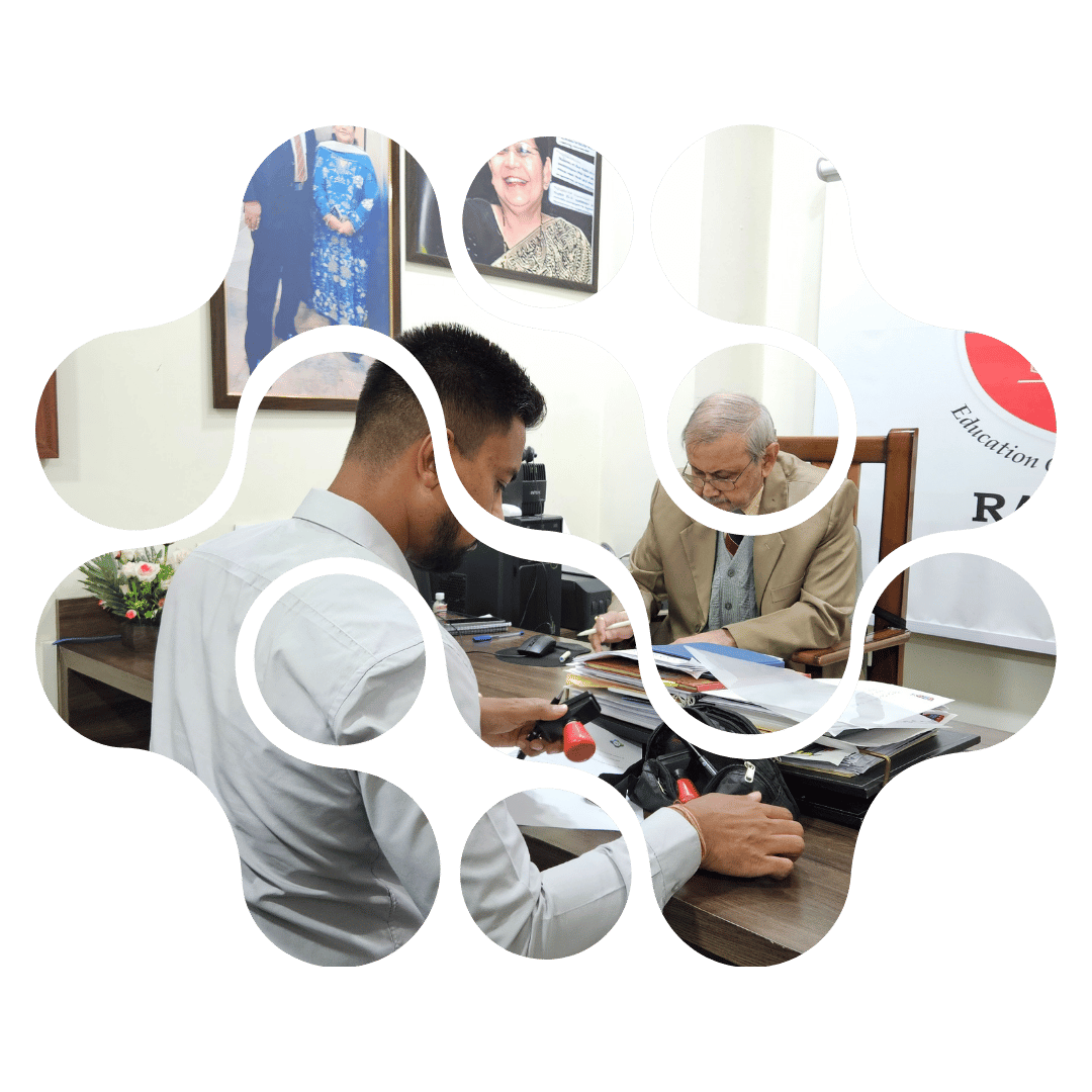 University official and CNEAR representative discussing campus placement partnership
